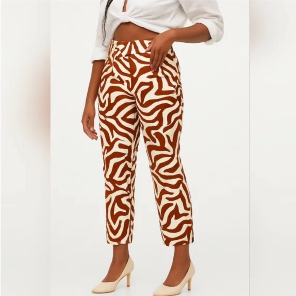 Spanx Pants On The Go Ankle Slim Straight Leg Pull On Zebra Stripe Print Sz L